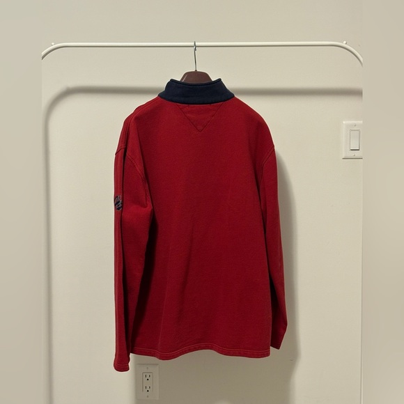 Tommy Hilfiger red half zip turtleneck sweater. Size L - Picture 2 of 5